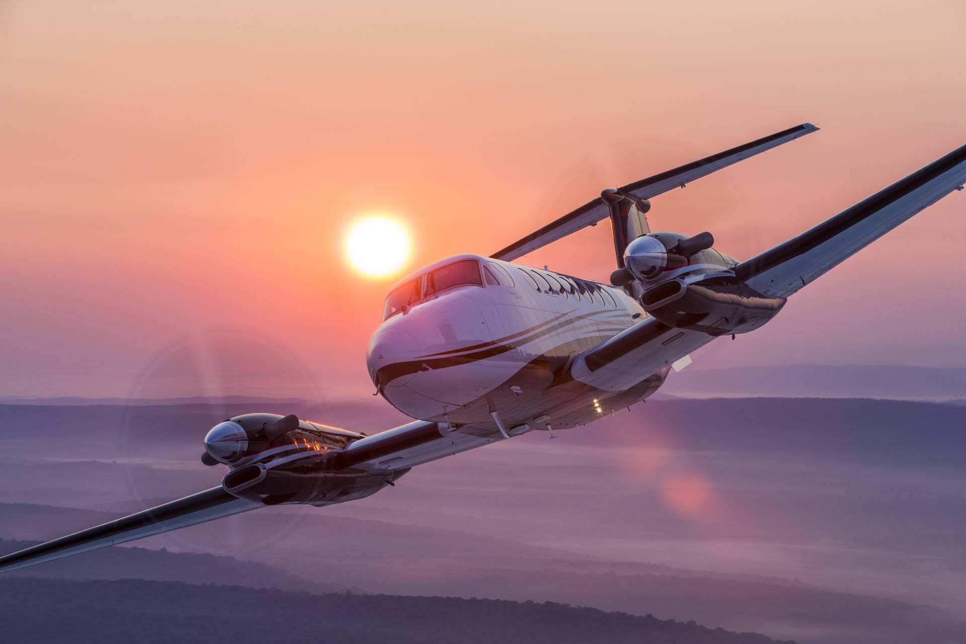Beechcraft King Air at sunrise